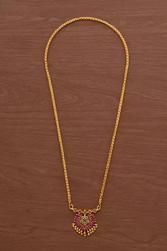 Golden chain with ruby pendant MEDIUM length one gram gold