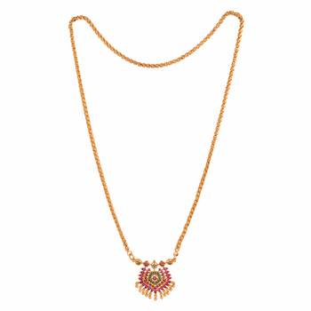 Golden chain with ruby pendant MEDIUM length one gram gold 3