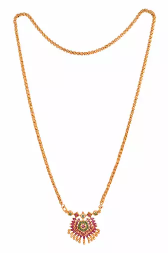 Golden chain with ruby pendant MEDIUM length one gram gold