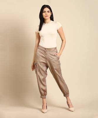 Beige foil pant 1