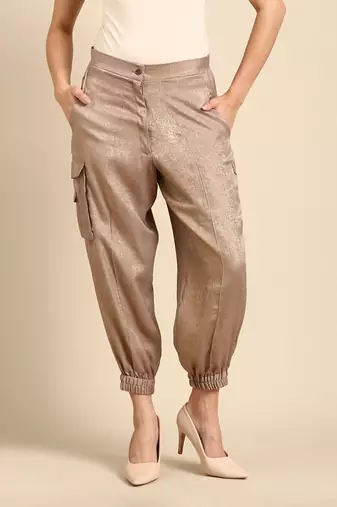 Beige foil pant