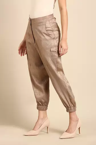 Beige foil pant