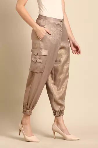 Beige foil pant