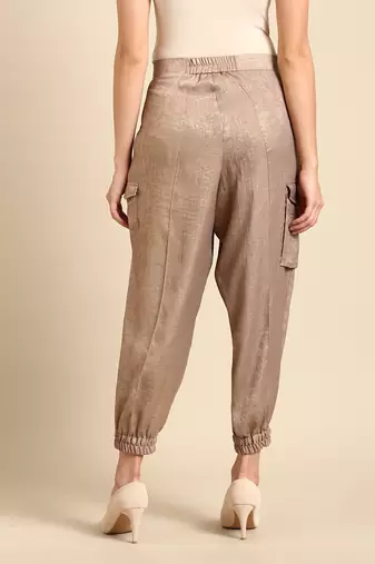 Beige foil pant