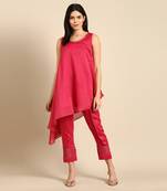 Pink chanderi kota tapperd pants