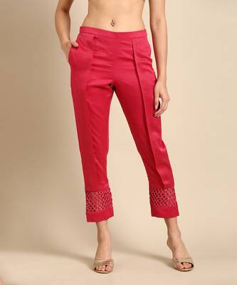 Pink chanderi kota tapperd pants 2
