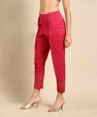 Pink chanderi kota tapperd pants 3