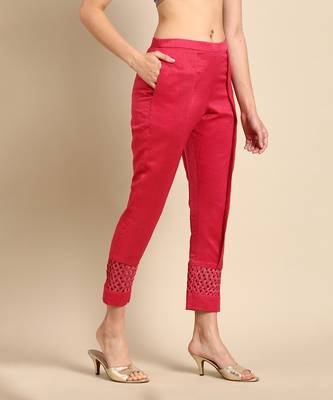 Pink chanderi kota tapperd pants 4