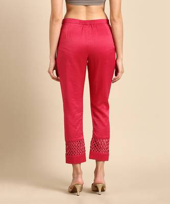Pink chanderi kota tapperd pants 5