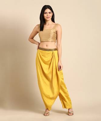 Yellow crush silk palazzo pant 1