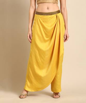 Yellow crush silk palazzo pant 2