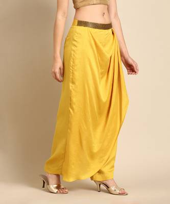 Yellow crush silk palazzo pant 4