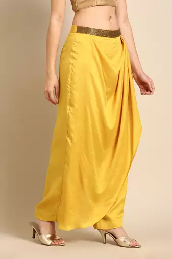 Yellow crush silk palazzo pant