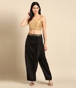 Black crush silk palazzo pant