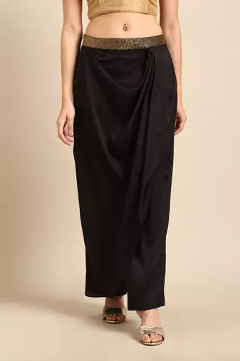Black crush silk palazzo pant