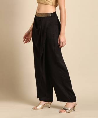 Black crush silk palazzo pant 3