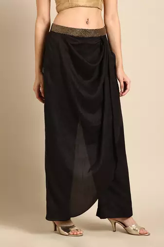 Black crush silk palazzo pant