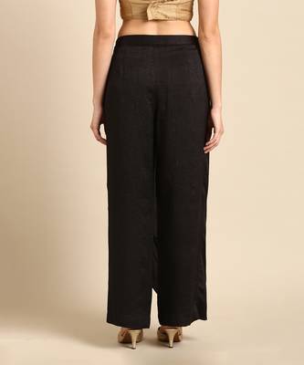 Black crush silk palazzo pant 5