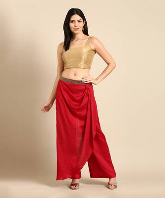 Red crush silk palazzo pant 1