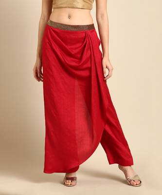 Red crush silk palazzo pant 2
