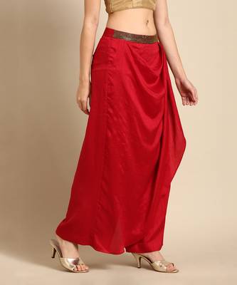 Red crush silk palazzo pant 4
