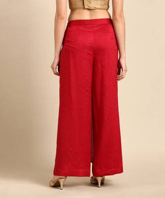 Red crush silk palazzo pant 5