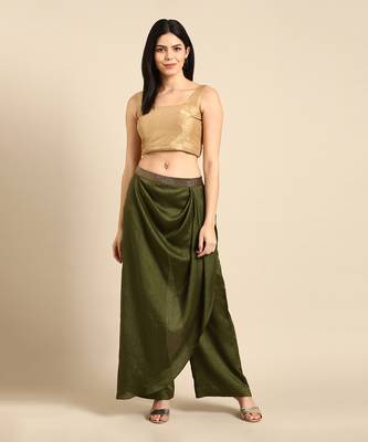 mehndi green crsuh silk palazzo pant 1