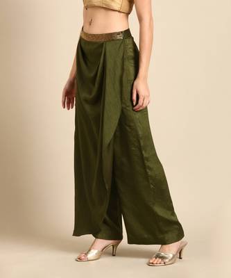 mehndi green crsuh silk palazzo pant 3