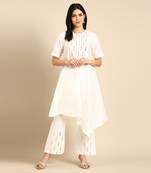 Ivory cotton silk palazzo pant