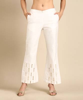 Ivory cotton silk palazzo pant 2
