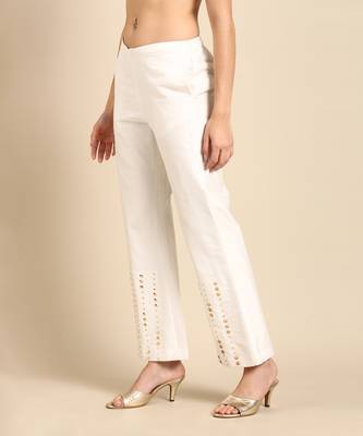 Ivory cotton silk palazzo pant 3