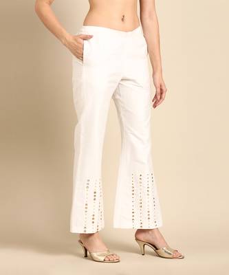 Ivory cotton silk palazzo pant 4