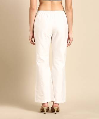 Ivory cotton silk palazzo pant 5