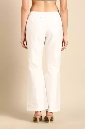 Ivory cotton silk palazzo pant