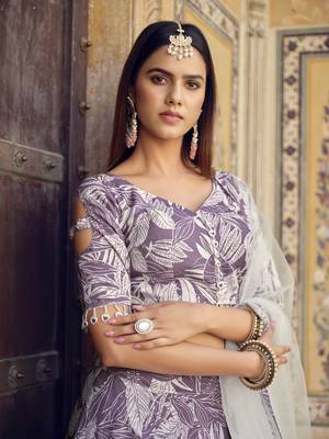  LAVENDER COLOR PARTY WEDDING WEAR FLORAL PRINTED INDIAN LEHENGA CHOLI  3