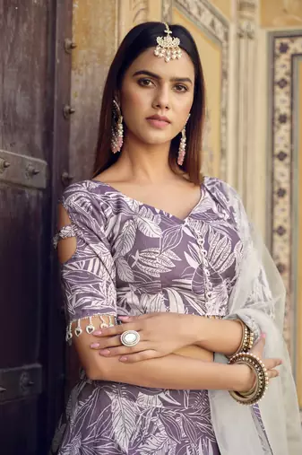  LAVENDER COLOR PARTY WEDDING WEAR FLORAL PRINTED INDIAN LEHENGA CHOLI 