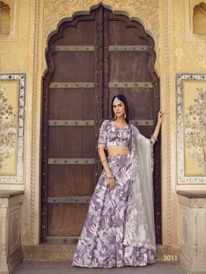  LAVENDER COLOR PARTY WEDDING WEAR FLORAL PRINTED INDIAN LEHENGA CHOLI  4