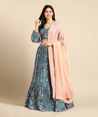 Blue Tissue Silk Lehenga Set 1