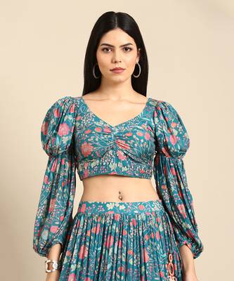 Blue Tissue Silk Lehenga Set 2