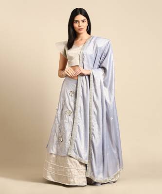 Blue Silver Tissue Silk Lehenga 1