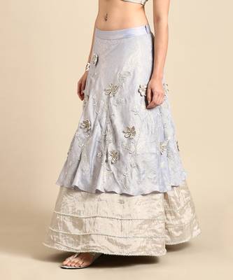 Blue Silver Tissue Silk Lehenga 3