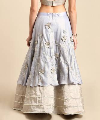 Blue Silver Tissue Silk Lehenga 4