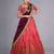 Regal Banarasi Lehenga with Mesmerizing Pleating Red Embellished Half Saree, Net Dupatta & Unstitched Banarasi Blouse.