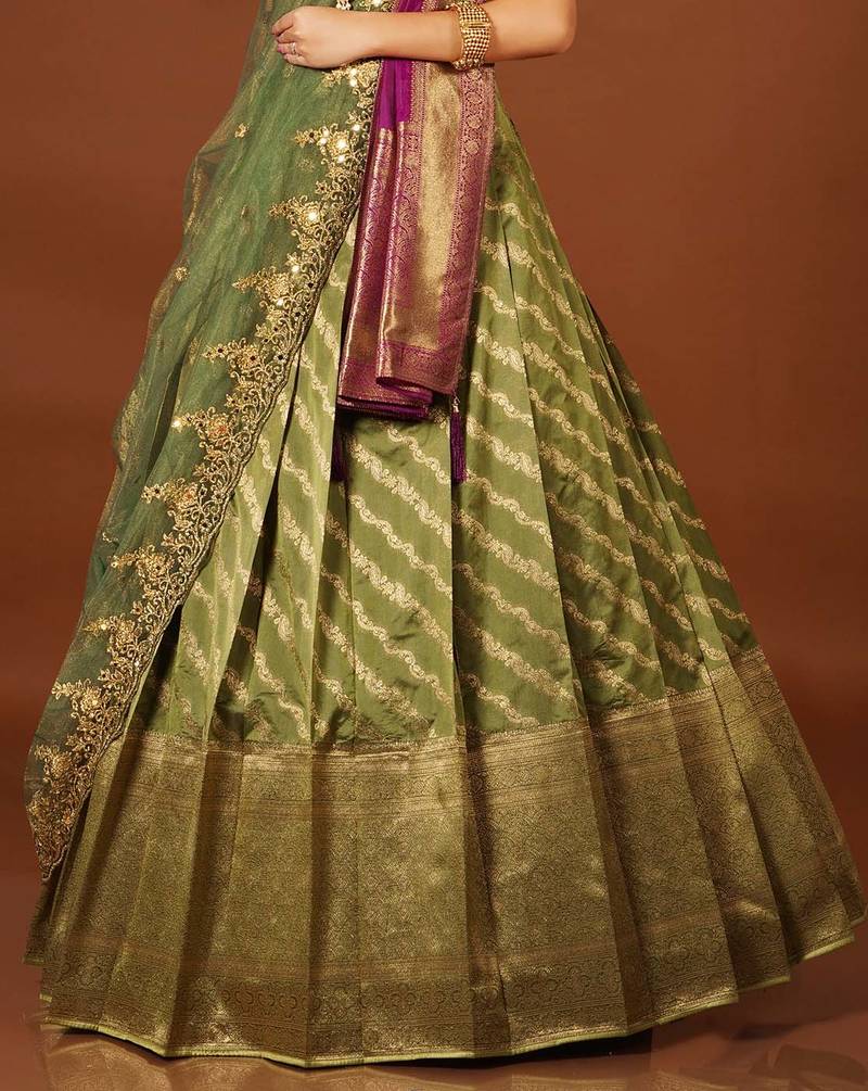 Banarasi silk Double Dupatta style Lehenga