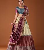 Pure Banarasi silk Zari woven Pattu Lehenga