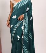 VISCOSE NATURAL CREPE TIE & DYED SAREE