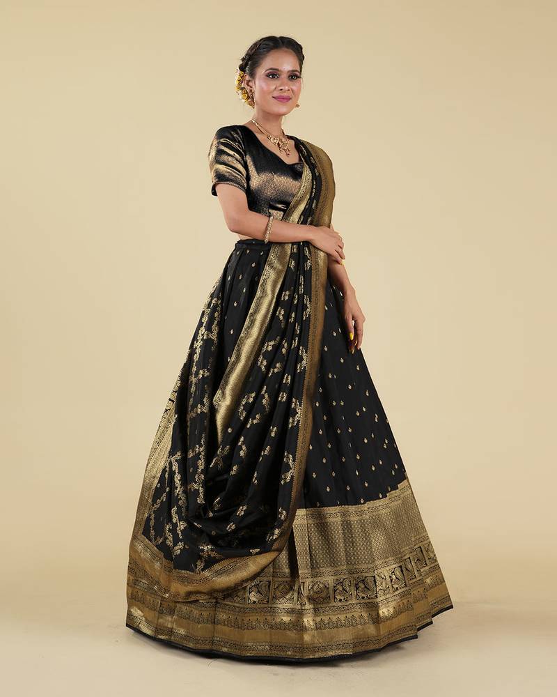 Banarasi Silk Zari Woven Pattu Half Saree