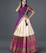 Banarasi silk Semi-Stitched Lehenga for Women