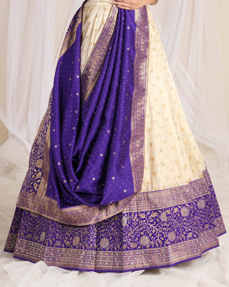 Banarasi Silk Zari Work Pattu Half Saree