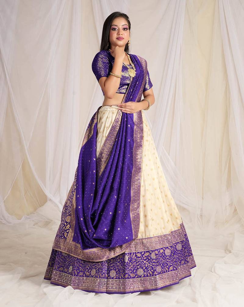 Banarasi Silk Zari Work Pattu Half Saree